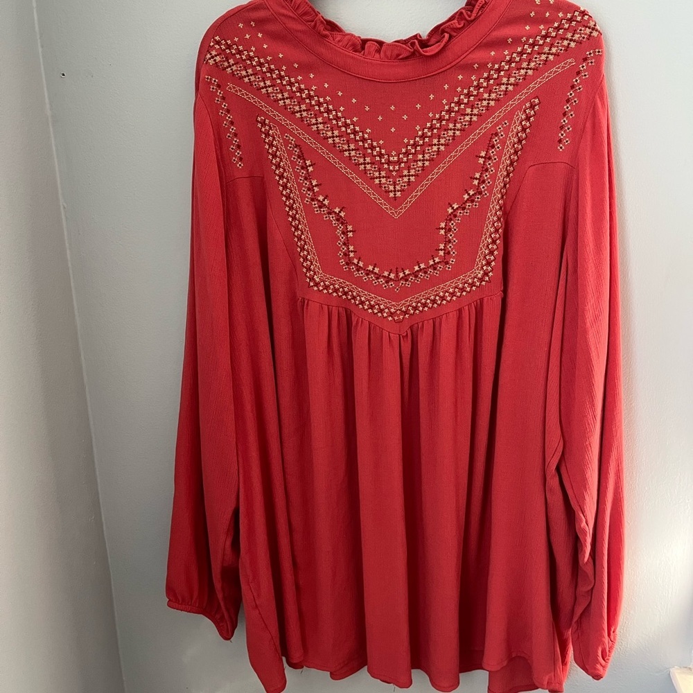Torrid Pink‎ Embellished Long Sleeve Blouse
